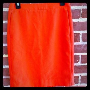 J Crew Orange Pencil Skirt size 0